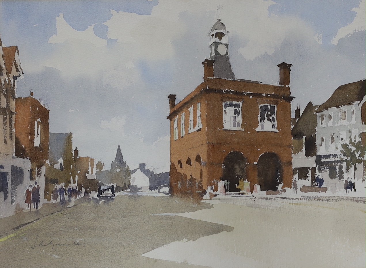 John Yardley (1933-), watercolour, Reigate Town Hall, signed in pencil, 34.5 cm X 47 cm